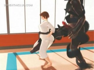 Hentai karate schoolgirl gagging on a massive johnson in 3d