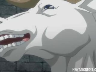 Anime daughter fucked by horse monster