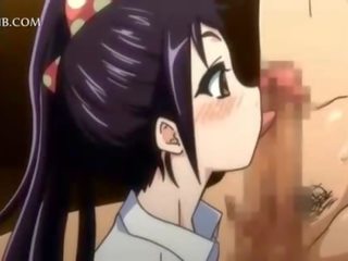 Libidinous anime teeny blowing and fucking giant phallus