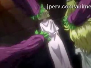 Great elf princess screwed by bunch of tentacles in hentai clip