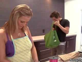 Blonde mature beauty Nails Teenaged Stud While She Is Cooking