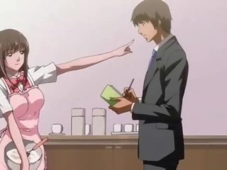Shorthaired anime girlfriend boobs teased by her incredible GF