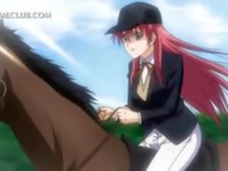 Telanjang menggoda anime si rambut merah dalam tegar anime adegan